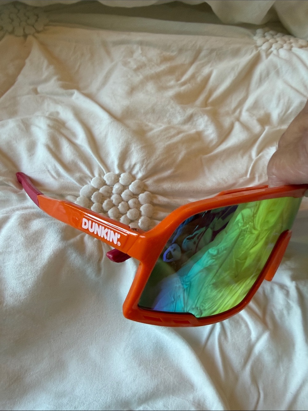 DUNKIN' Orange Mirrored Sport Sunglasses. Adult.